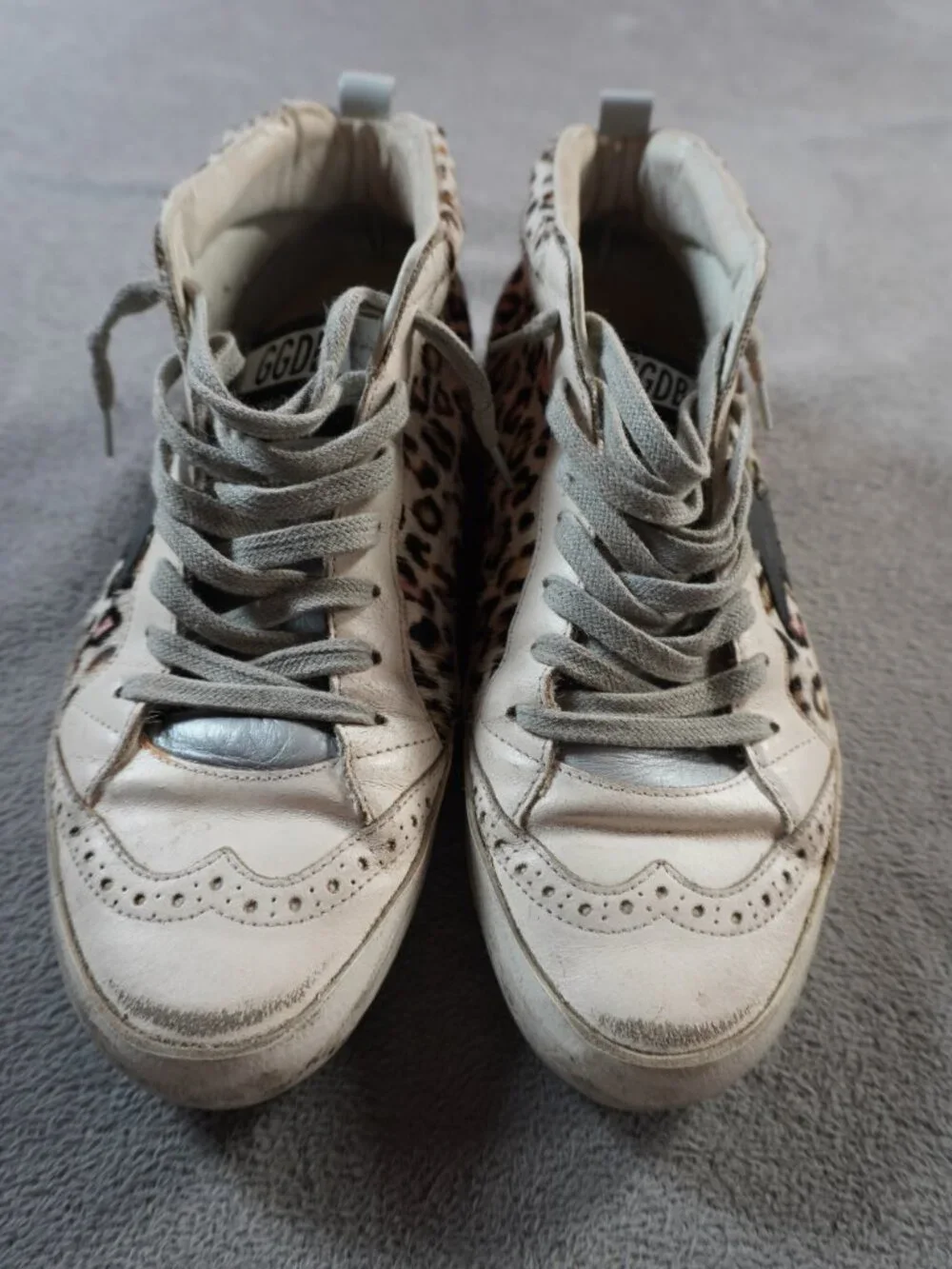 Golden Goose Deluxe Brand Shoes Womens Size 8 Beige Leopard Mid Top Sneakers